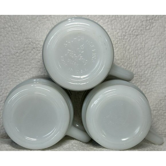 Fire King Coffee Cup Mug Wide Green Black Bands Vintage Anchor Hocking Set Of 3 - Picture 8 of 9